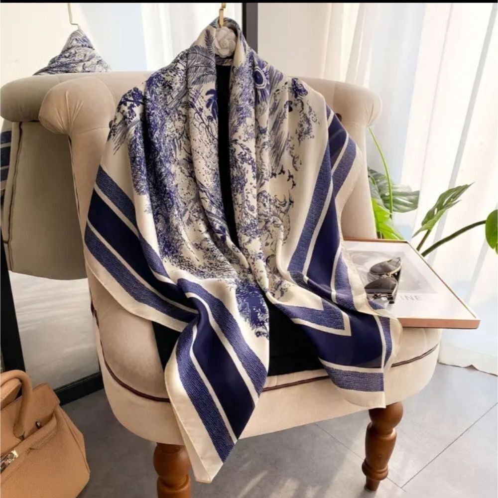ELEGANT Landscape Print imitation silk summer scarf wrap shawl